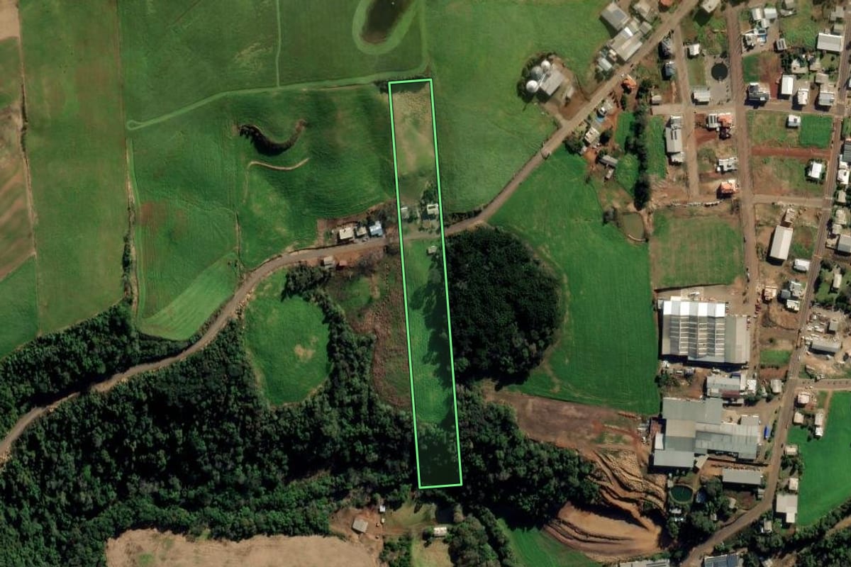 Imagem de satélite do imóvel rural em Montauri (RS), com o contorno declarado no CAR desenhado por cima.