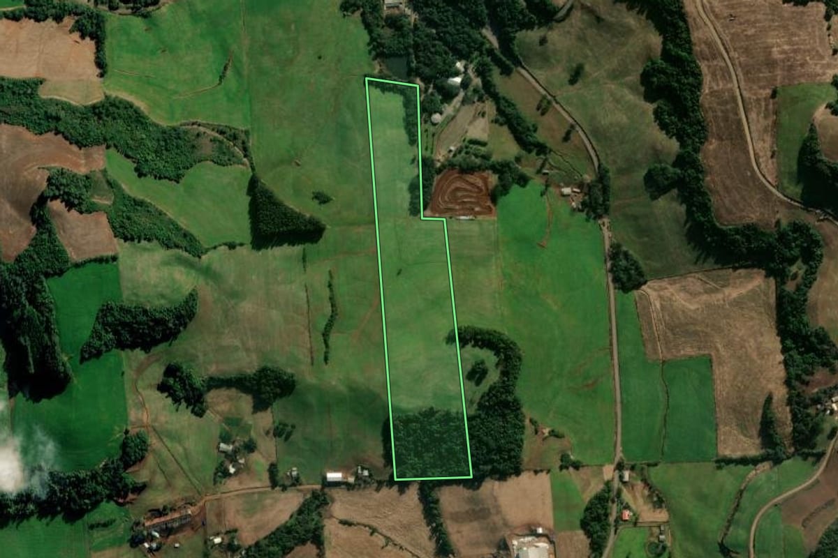 Imagem de satélite do imóvel rural em Montauri (RS), com o contorno declarado no CAR desenhado por cima.