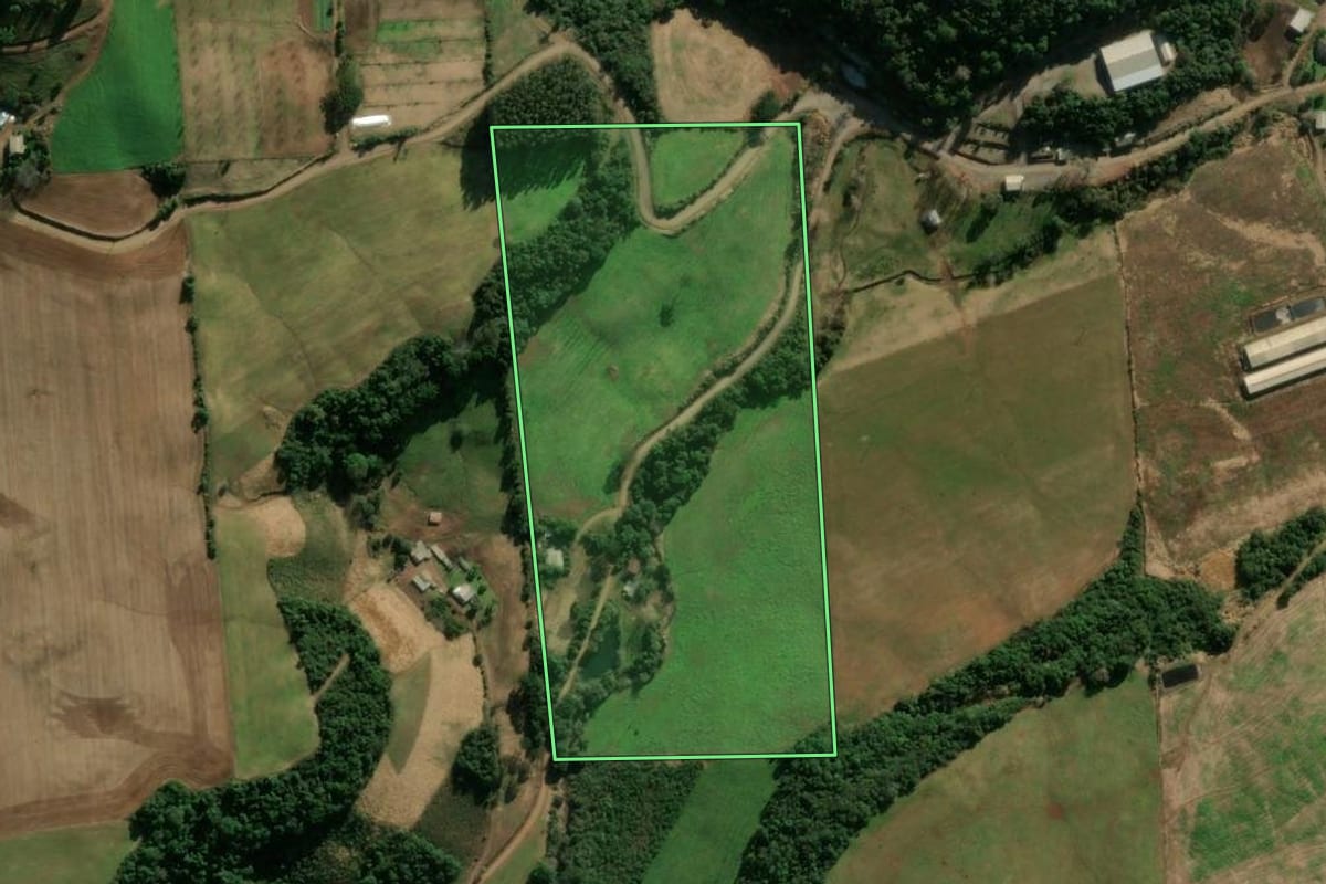 Imagem de satélite do imóvel rural em Montauri (RS), com o contorno declarado no CAR desenhado por cima.