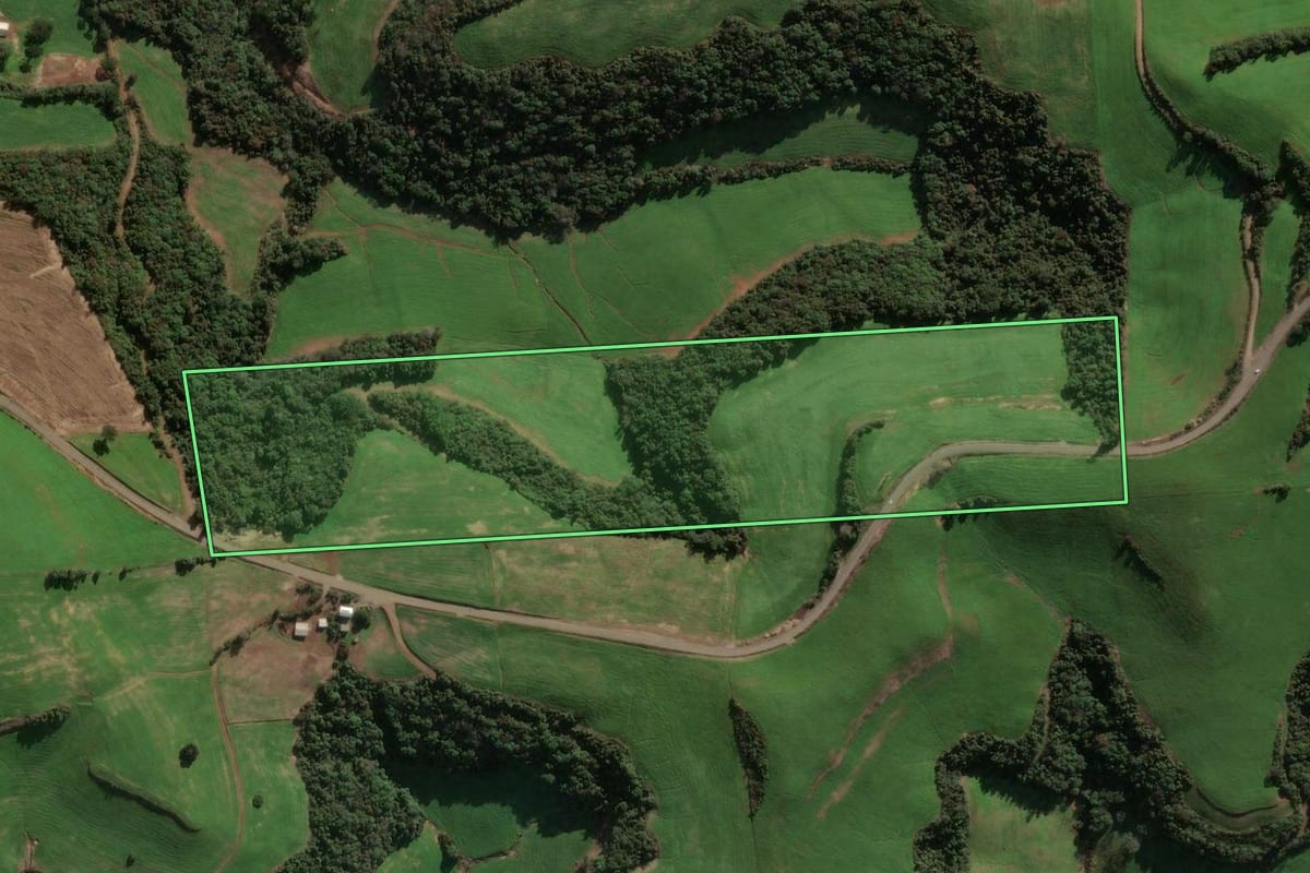 Imagem de satélite do imóvel rural em Montauri (RS), com o contorno declarado no CAR desenhado por cima.