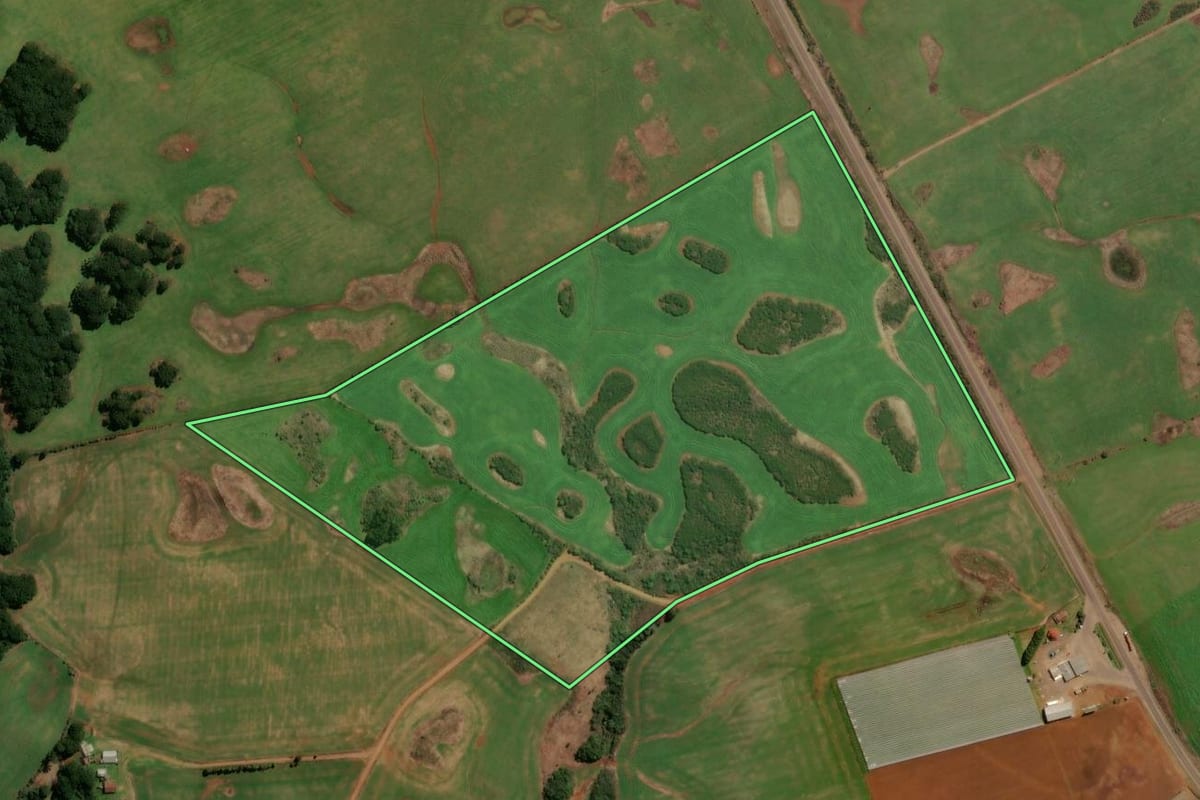Imagem de satélite do imóvel rural em Monte Alegre dos Campos (RS), com o contorno declarado no CAR desenhado por cima.