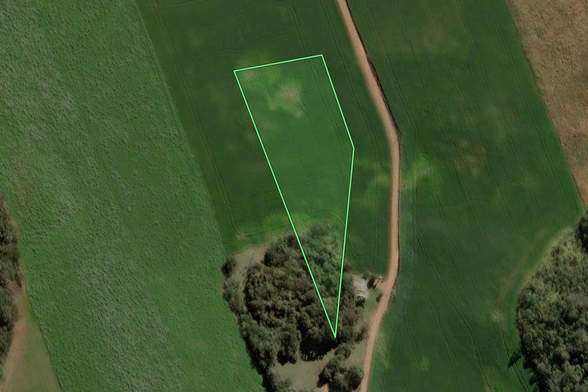 Imagem de satélite do imóvel rural em Mormaço (RS), com o contorno declarado no CAR desenhado por cima.