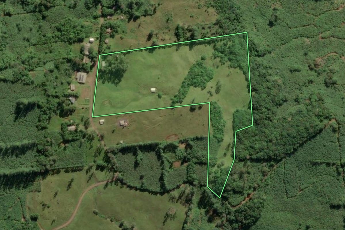 Imagem de satélite do imóvel rural em Morrinhos do Sul (RS), com o contorno declarado no CAR desenhado por cima.