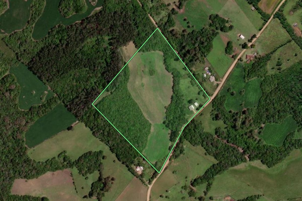 Imagem de satélite do imóvel rural em Morro Redondo (RS), com o contorno declarado no CAR desenhado por cima.