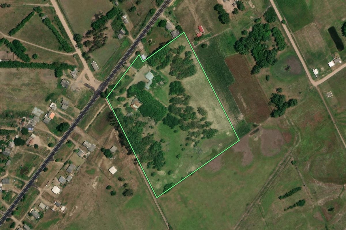Imagem de satélite do imóvel rural em Mostardas (RS), com o contorno declarado no CAR desenhado por cima.
