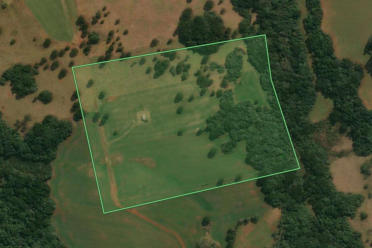 Imagem de satélite do imóvel rural em Muitos Capões (RS), com o contorno declarado no CAR desenhado por cima.