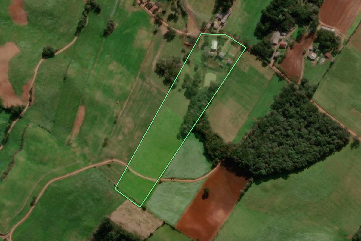 Imagem de satélite do imóvel rural em Muliterno (RS), com o contorno declarado no CAR desenhado por cima.