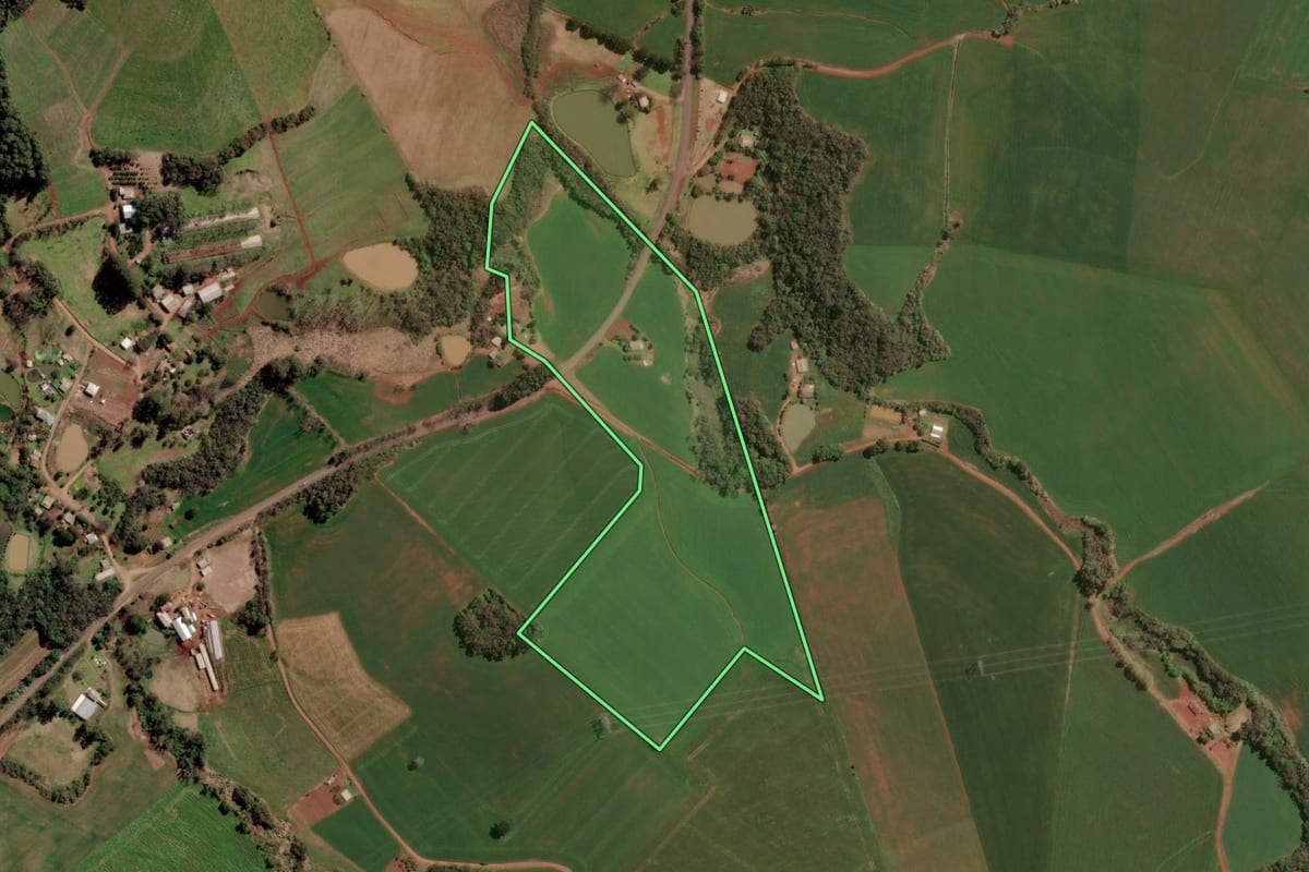 Imagem de satélite do imóvel rural em Nonoai (RS), com o contorno declarado no CAR desenhado por cima.