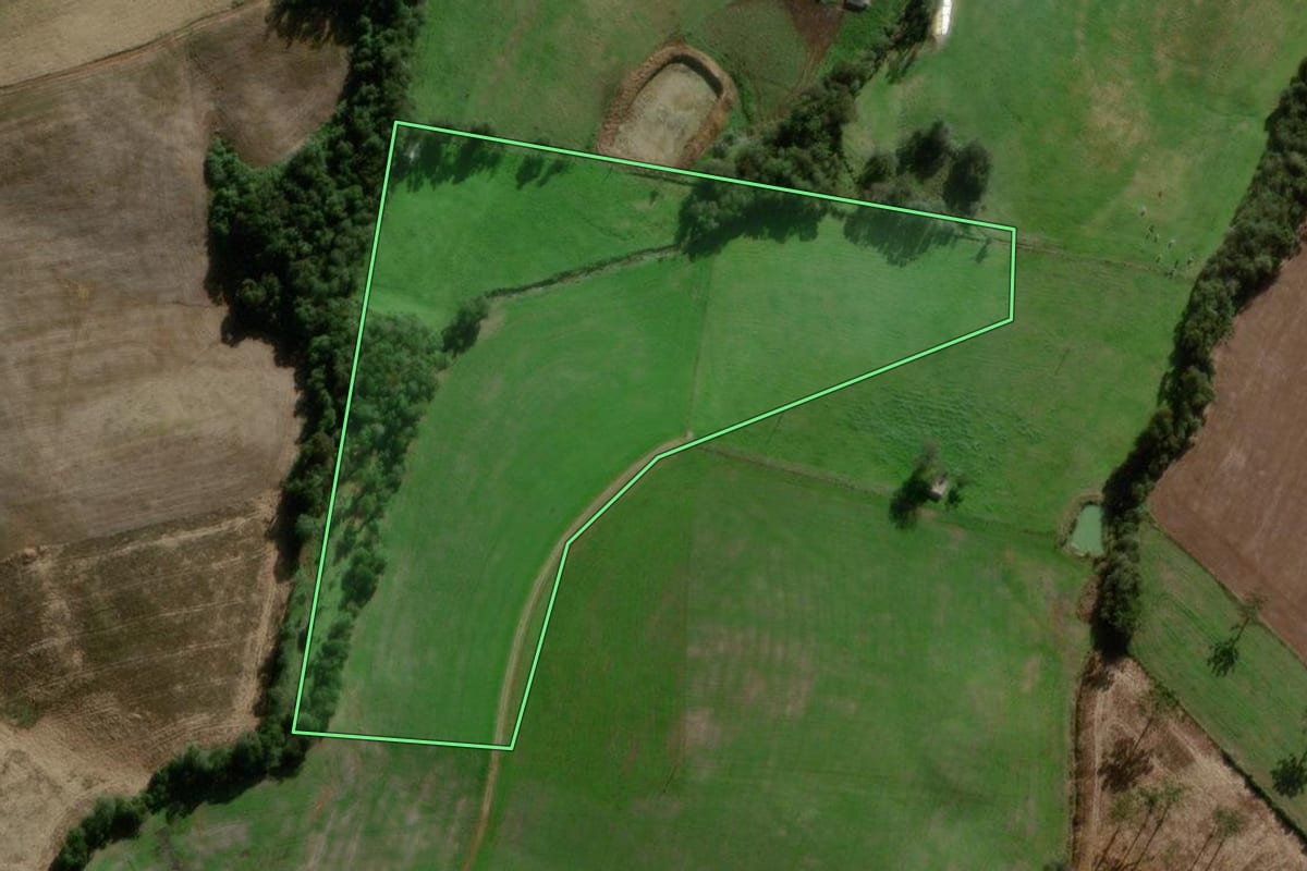 Imagem de satélite do imóvel rural em Nova Alvorada (RS), com o contorno declarado no CAR desenhado por cima.