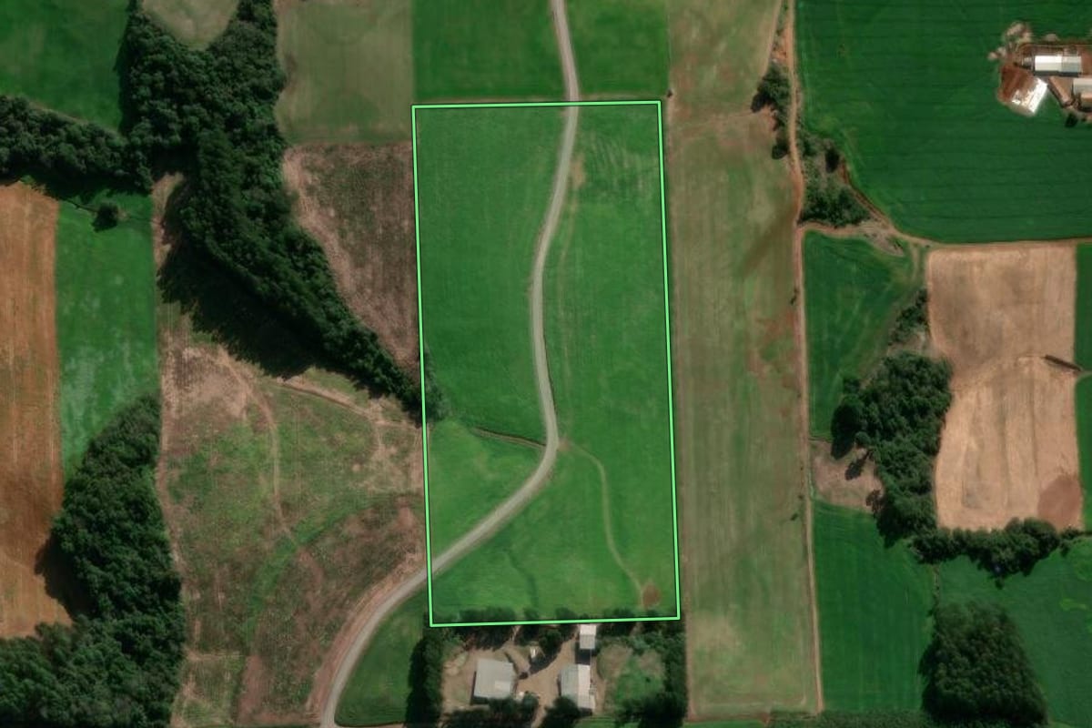 Imagem de satélite do imóvel rural em Nova Araçá (RS), com o contorno declarado no CAR desenhado por cima.