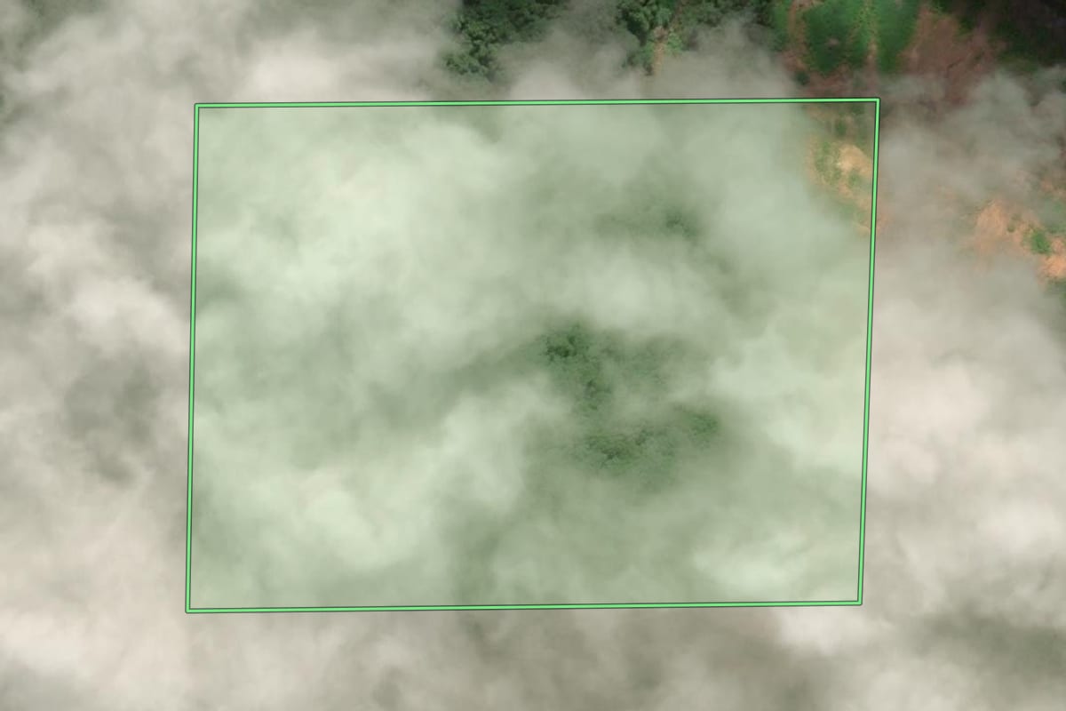 Imagem de satélite do imóvel rural em Nova Pádua (RS), com o contorno declarado no CAR desenhado por cima.