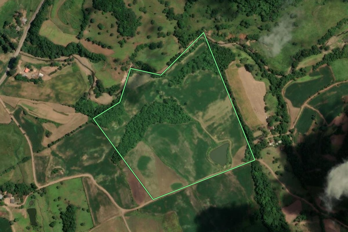 Imagem de satélite do imóvel rural em Nova Palma (RS), com o contorno declarado no CAR desenhado por cima.