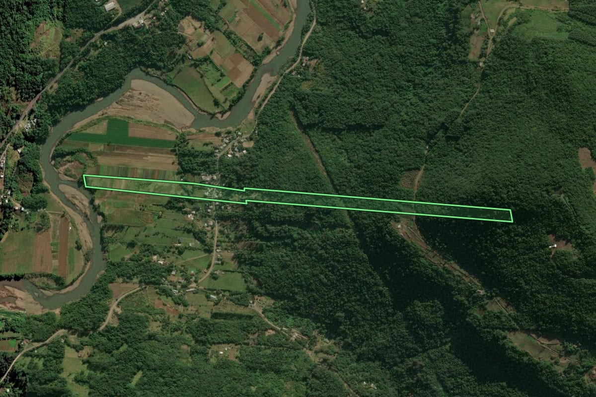 Imagem de satélite do imóvel rural em Nova Petrópolis (RS), com o contorno declarado no CAR desenhado por cima.