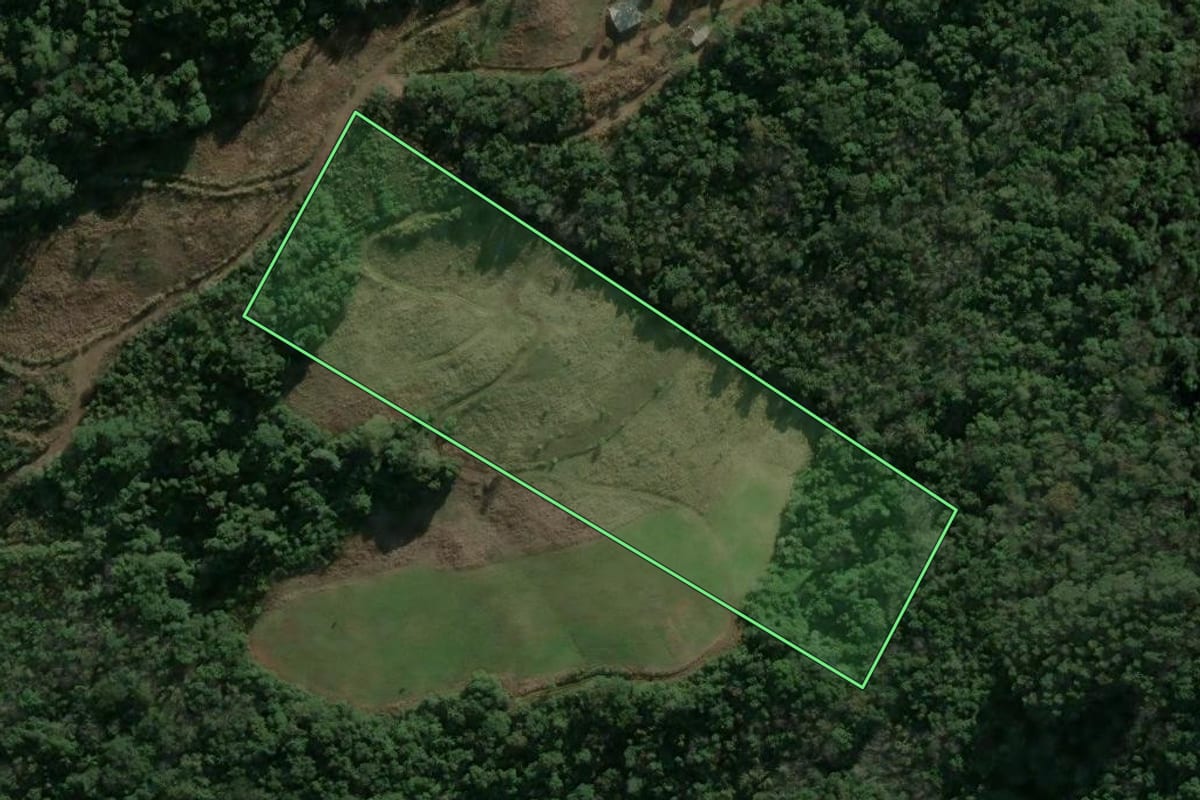 Imagem de satélite do imóvel rural em Nova Petrópolis (RS), com o contorno declarado no CAR desenhado por cima.