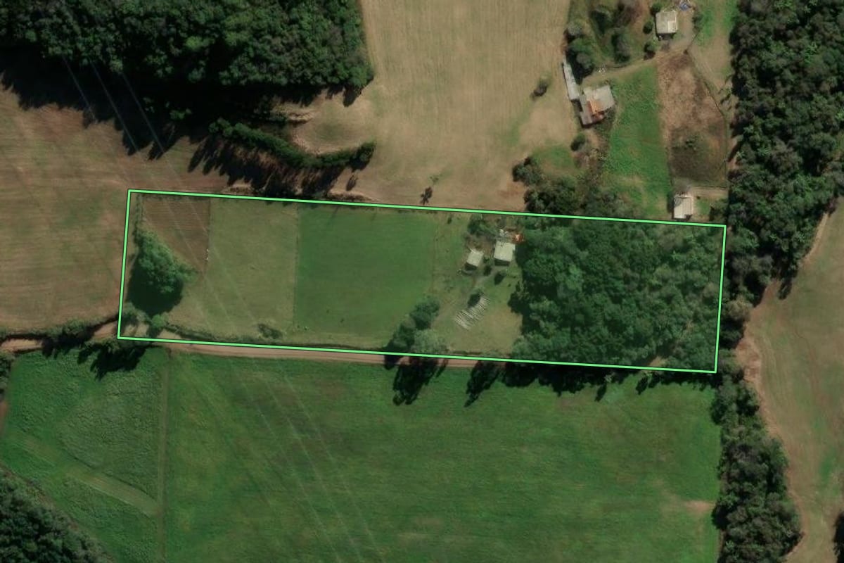 Imagem de satélite do imóvel rural em Nova Prata (RS), com o contorno declarado no CAR desenhado por cima.