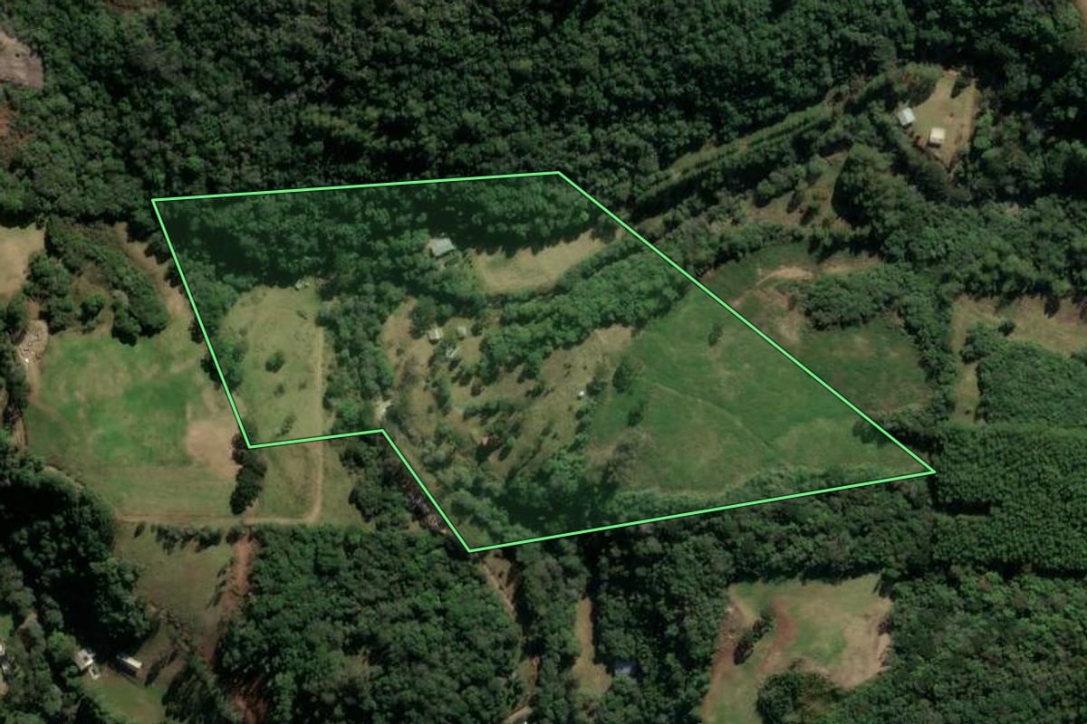 Imagem de satélite do imóvel rural em Nova Prata (RS), com o contorno declarado no CAR desenhado por cima.