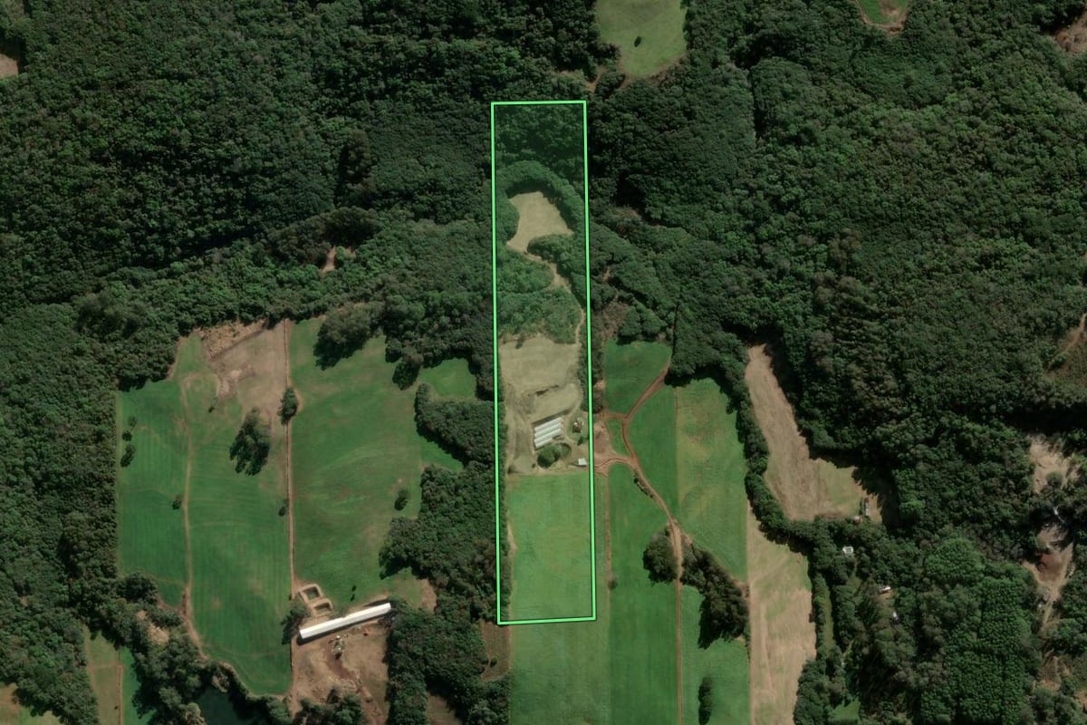Imagem de satélite do imóvel rural em Nova Prata (RS), com o contorno declarado no CAR desenhado por cima.