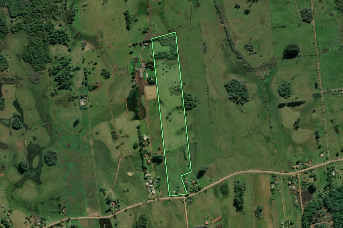 Imagem de satélite do imóvel rural em Novo Hamburgo (RS), com o contorno declarado no CAR desenhado por cima.