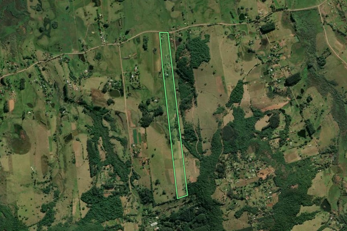 Imagem de satélite do imóvel rural em Novo Hamburgo (RS), com o contorno declarado no CAR desenhado por cima.