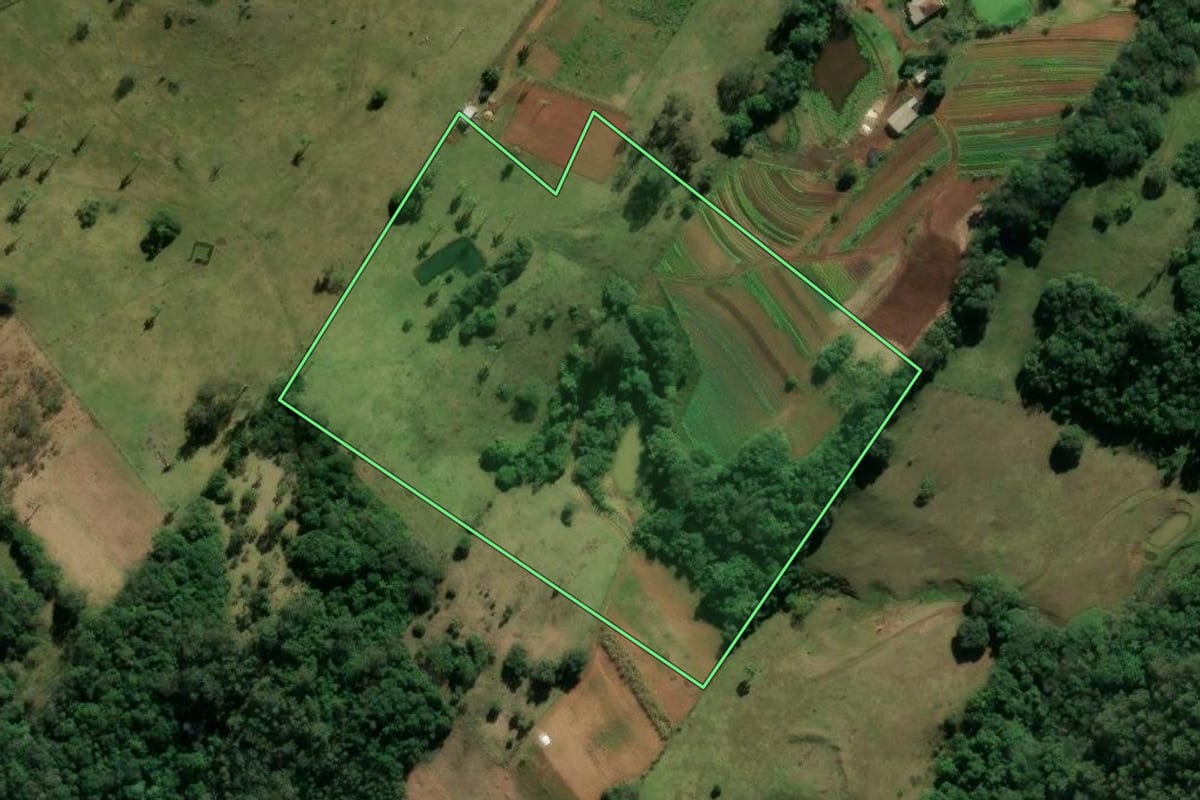 Imagem de satélite do imóvel rural em Novo Hamburgo (RS), com o contorno declarado no CAR desenhado por cima.