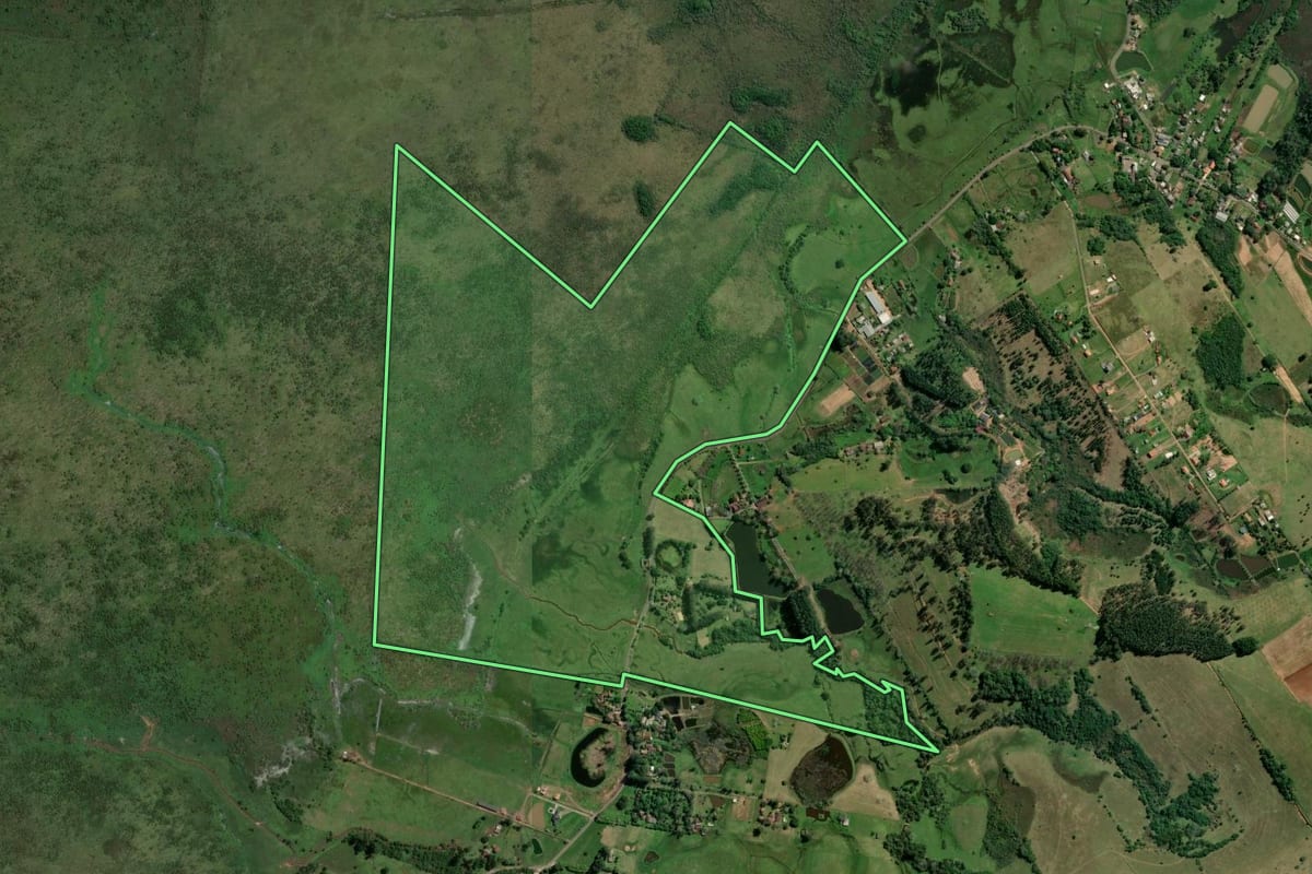 Imagem de satélite do imóvel rural em Novo Hamburgo (RS), com o contorno declarado no CAR desenhado por cima.