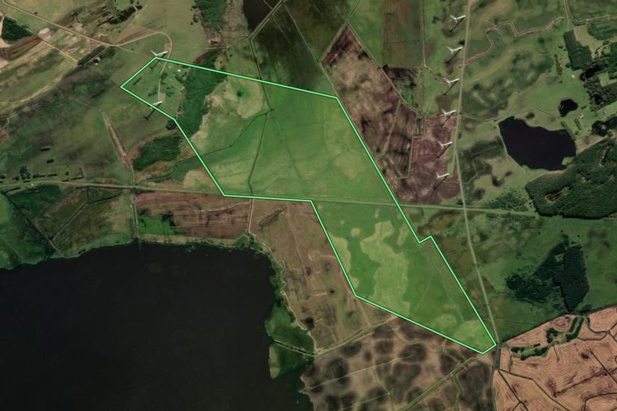 Imagem de satélite do imóvel rural em Osório (RS), com o contorno declarado no CAR desenhado por cima.
