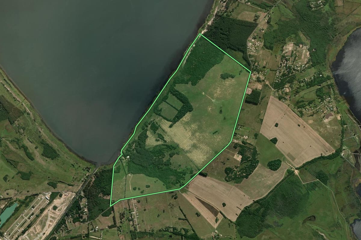 Imagem de satélite do imóvel rural em Osório (RS), com o contorno declarado no CAR desenhado por cima.