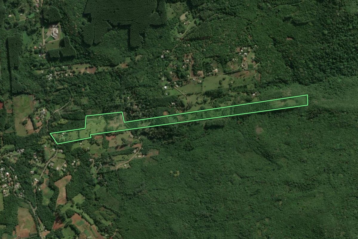 Imagem de satélite do imóvel rural em Osório (RS), com o contorno declarado no CAR desenhado por cima.