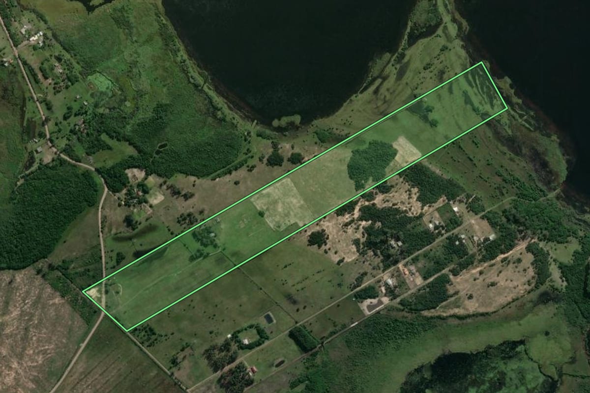 Imagem de satélite do imóvel rural em Osório (RS), com o contorno declarado no CAR desenhado por cima.