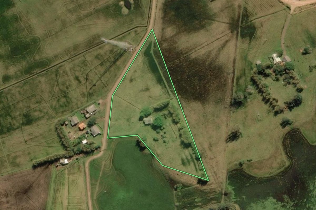 Imagem de satélite do imóvel rural em Palmares do Sul (RS), com o contorno declarado no CAR desenhado por cima.