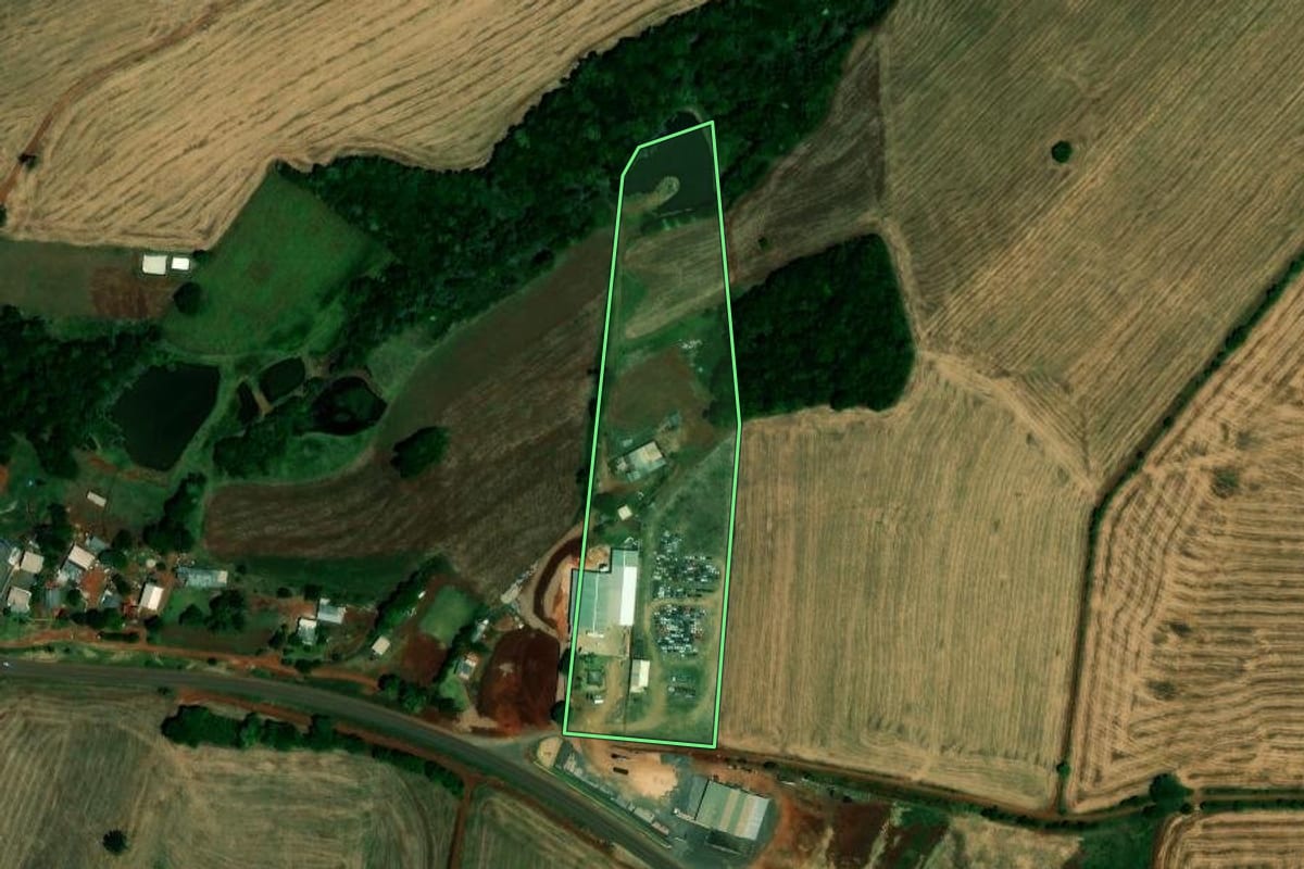 Imagem de satélite do imóvel rural em Palmeira das Missões (RS), com o contorno declarado no CAR desenhado por cima.