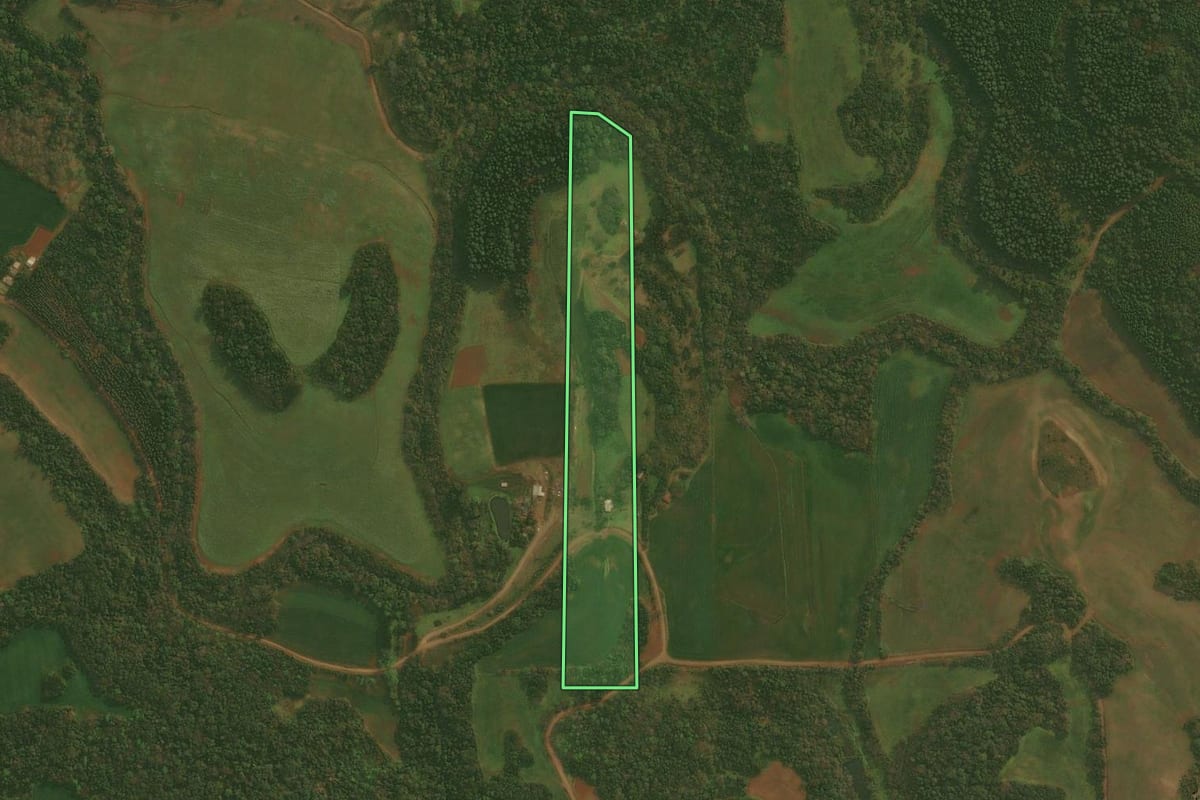 Imagem de satélite do imóvel rural em Panambi (RS), com o contorno declarado no CAR desenhado por cima.