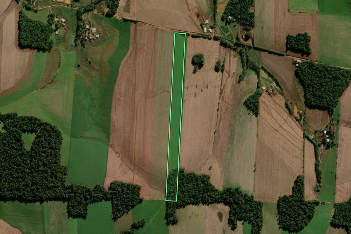 Imagem de satélite do imóvel rural em Panambi (RS), com o contorno declarado no CAR desenhado por cima.
