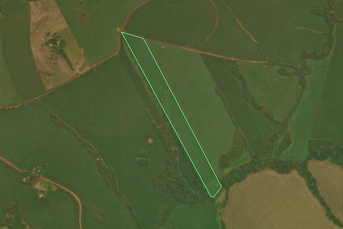 Imagem de satélite do imóvel rural em Panambi (RS), com o contorno declarado no CAR desenhado por cima.