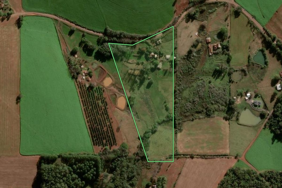 Imagem de satélite do imóvel rural em Panambi (RS), com o contorno declarado no CAR desenhado por cima.