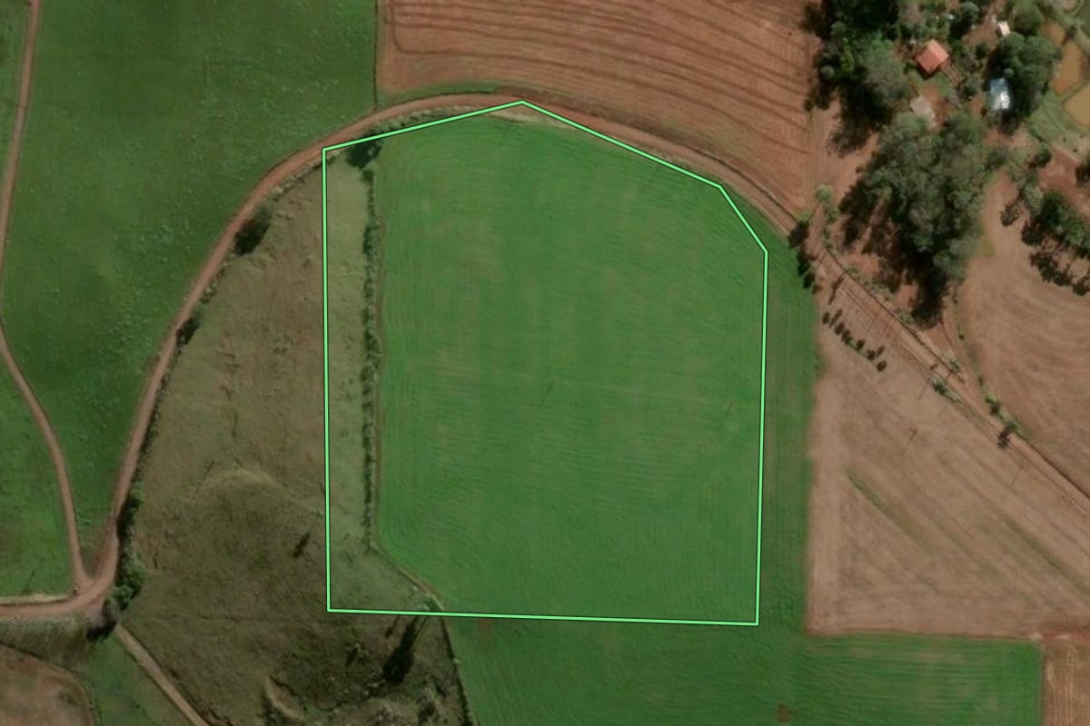 Imagem de satélite do imóvel rural em Panambi (RS), com o contorno declarado no CAR desenhado por cima.