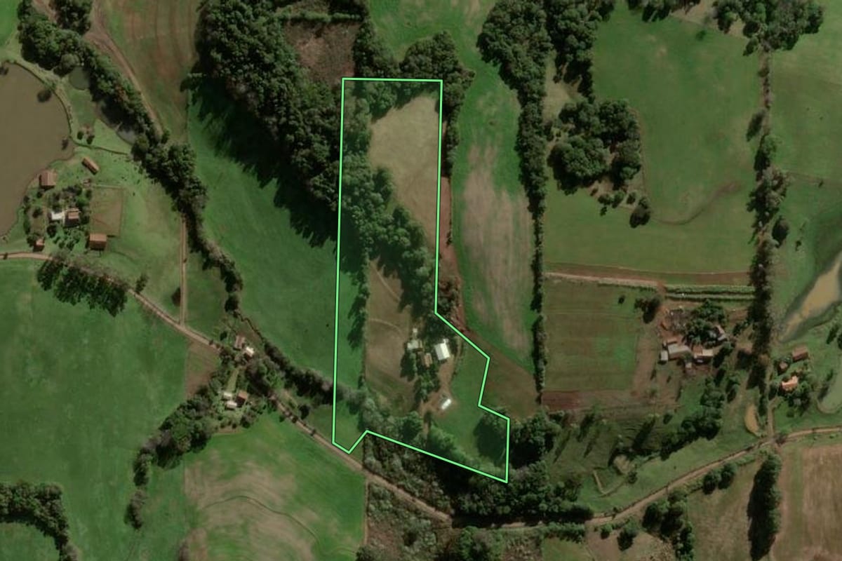 Imagem de satélite do imóvel rural em Panambi (RS), com o contorno declarado no CAR desenhado por cima.