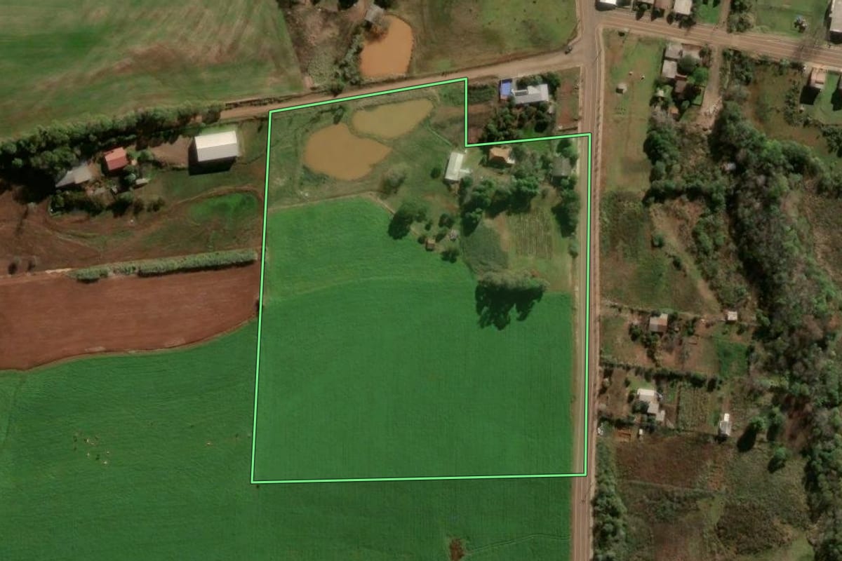 Imagem de satélite do imóvel rural em Panambi (RS), com o contorno declarado no CAR desenhado por cima.
