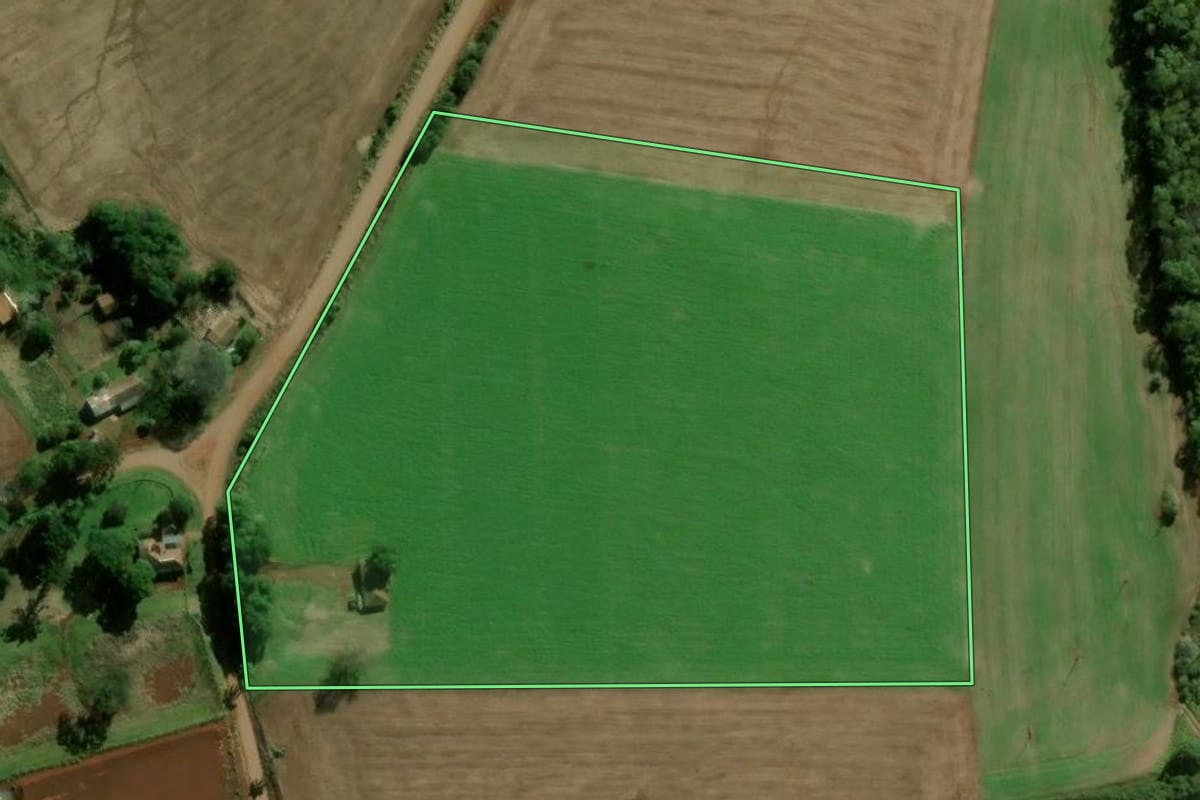 Imagem de satélite do imóvel rural em Panambi (RS), com o contorno declarado no CAR desenhado por cima.