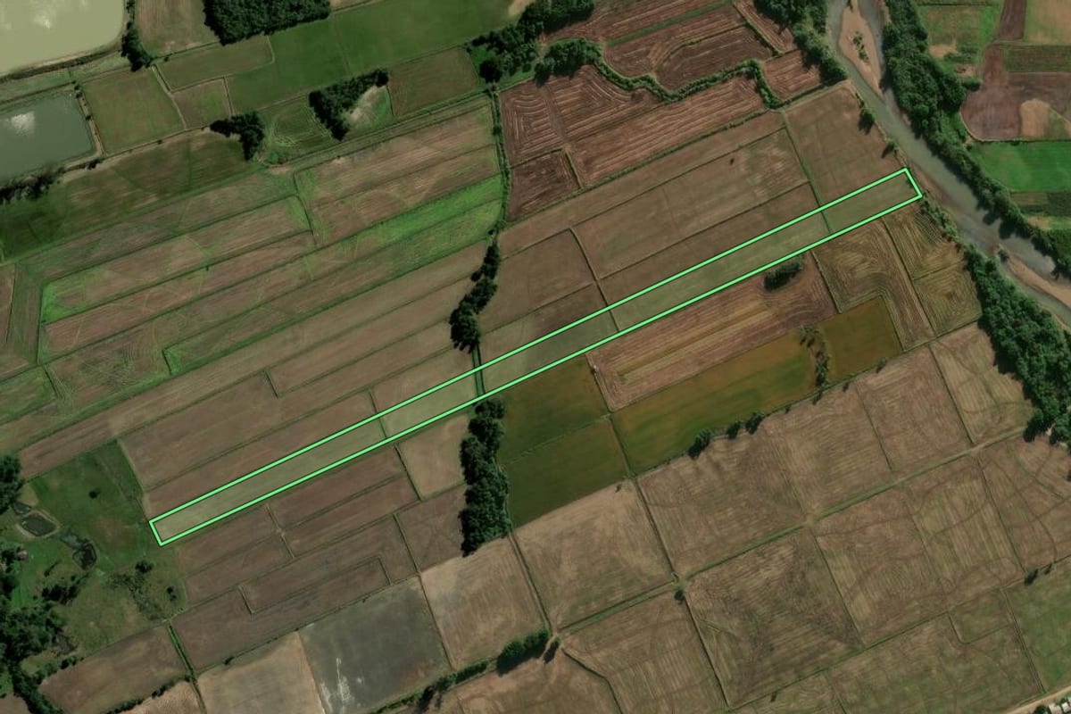 Imagem de satélite do imóvel rural em Paraíso do Sul (RS), com o contorno declarado no CAR desenhado por cima.