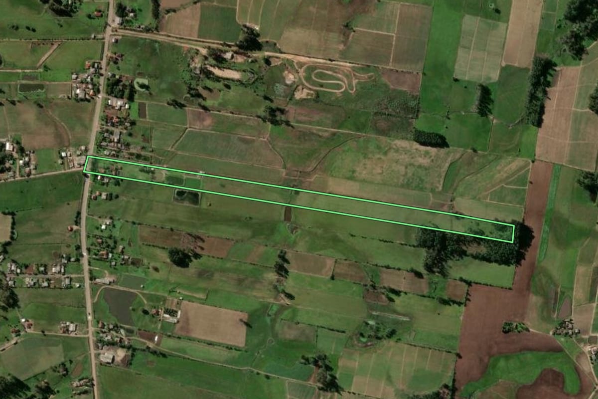 Imagem de satélite do imóvel rural em Passo do Sobrado (RS), com o contorno declarado no CAR desenhado por cima.