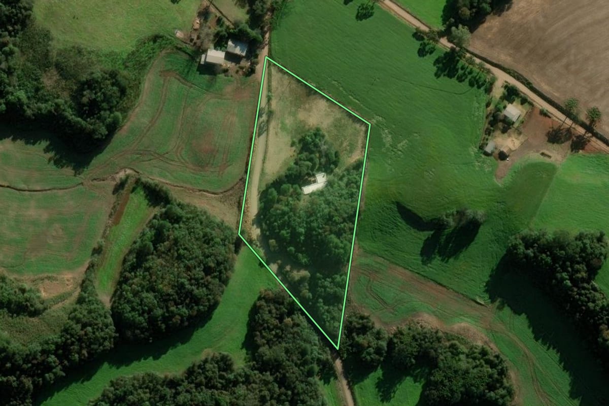 Imagem de satélite do imóvel rural em Passo Fundo (RS), com o contorno declarado no CAR desenhado por cima.