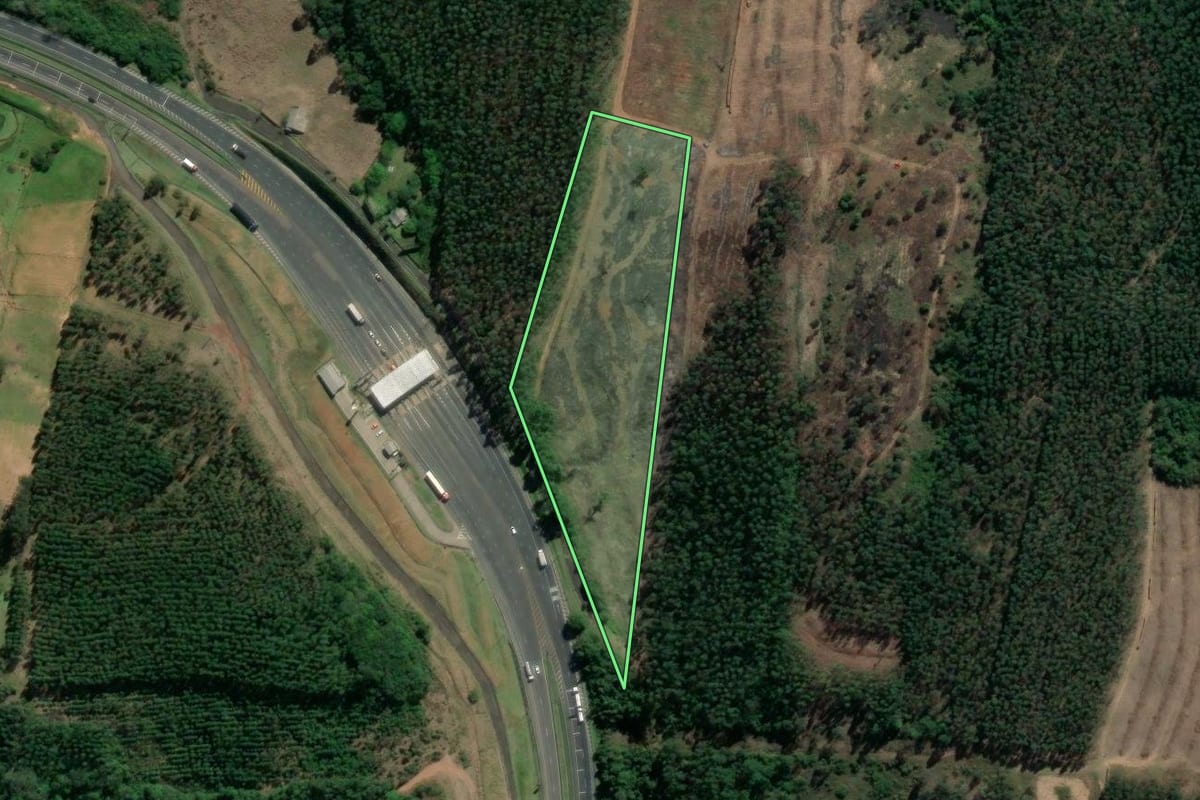 Imagem de satélite do imóvel rural em Paverama (RS), com o contorno declarado no CAR desenhado por cima.