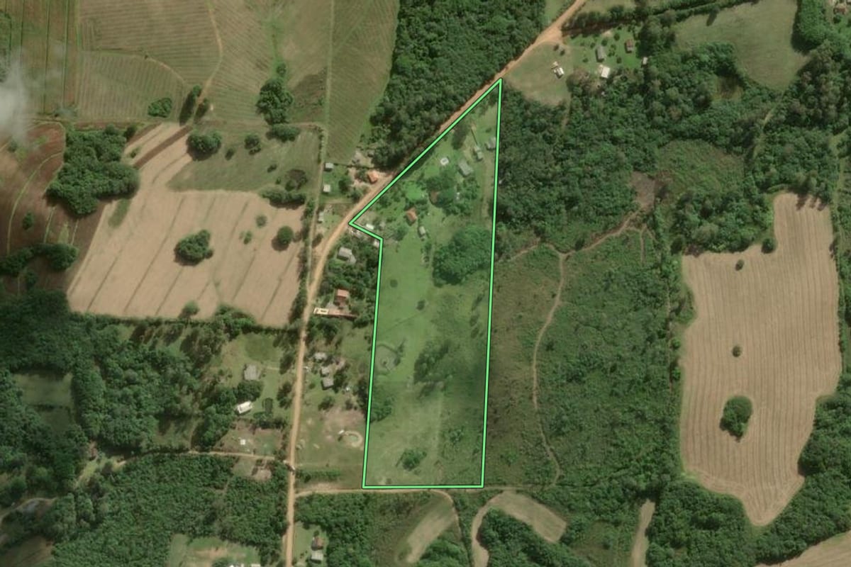 Imagem de satélite do imóvel rural em Pelotas (RS), com o contorno declarado no CAR desenhado por cima.