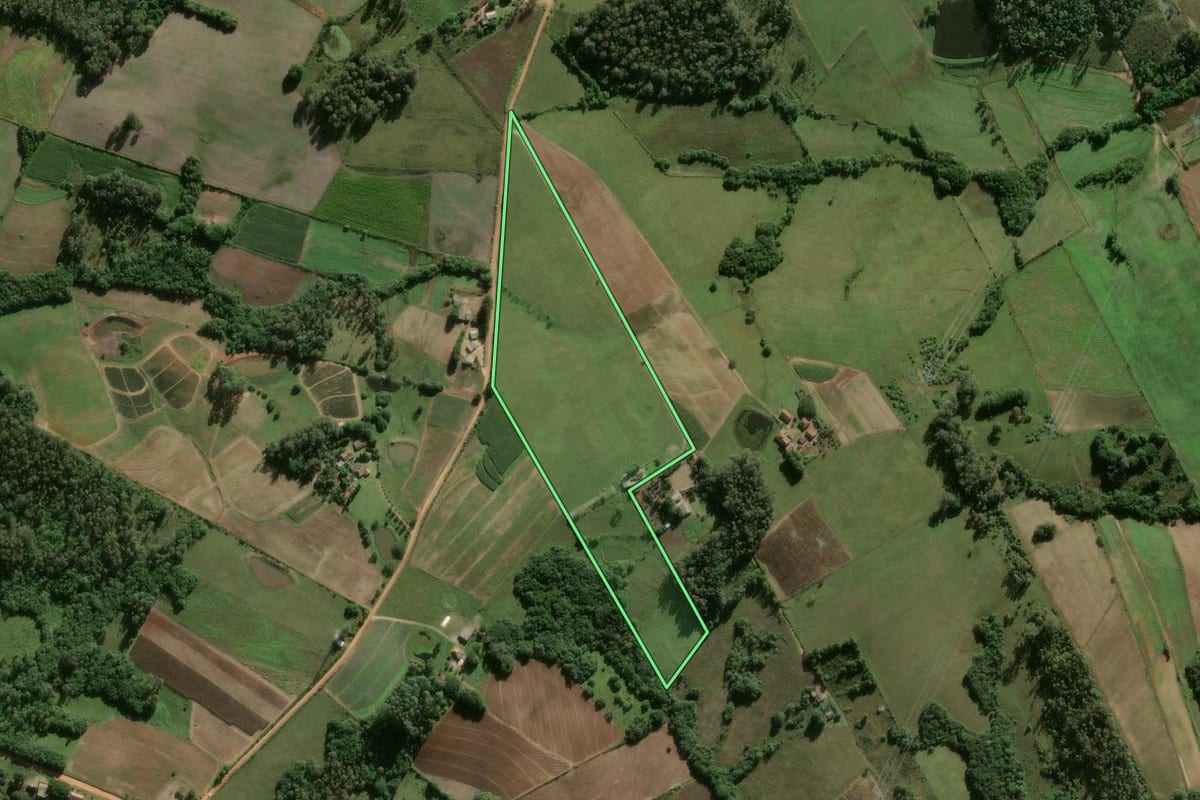 Imagem de satélite do imóvel rural em Pelotas (RS), com o contorno declarado no CAR desenhado por cima.