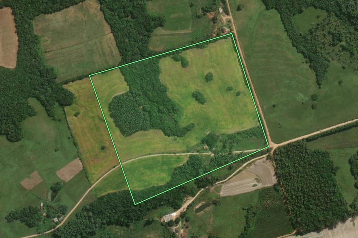 Imagem de satélite do imóvel rural em Pelotas (RS), com o contorno declarado no CAR desenhado por cima.