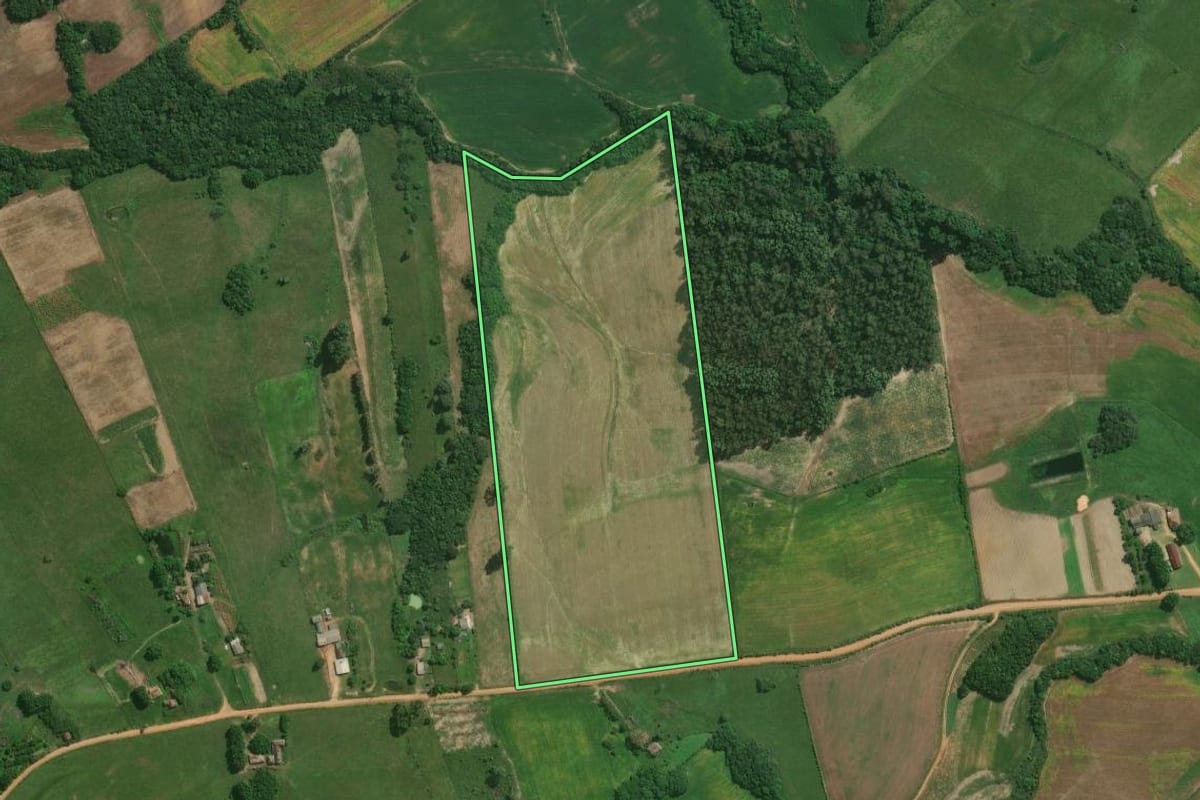 Imagem de satélite do imóvel rural em Pelotas (RS), com o contorno declarado no CAR desenhado por cima.