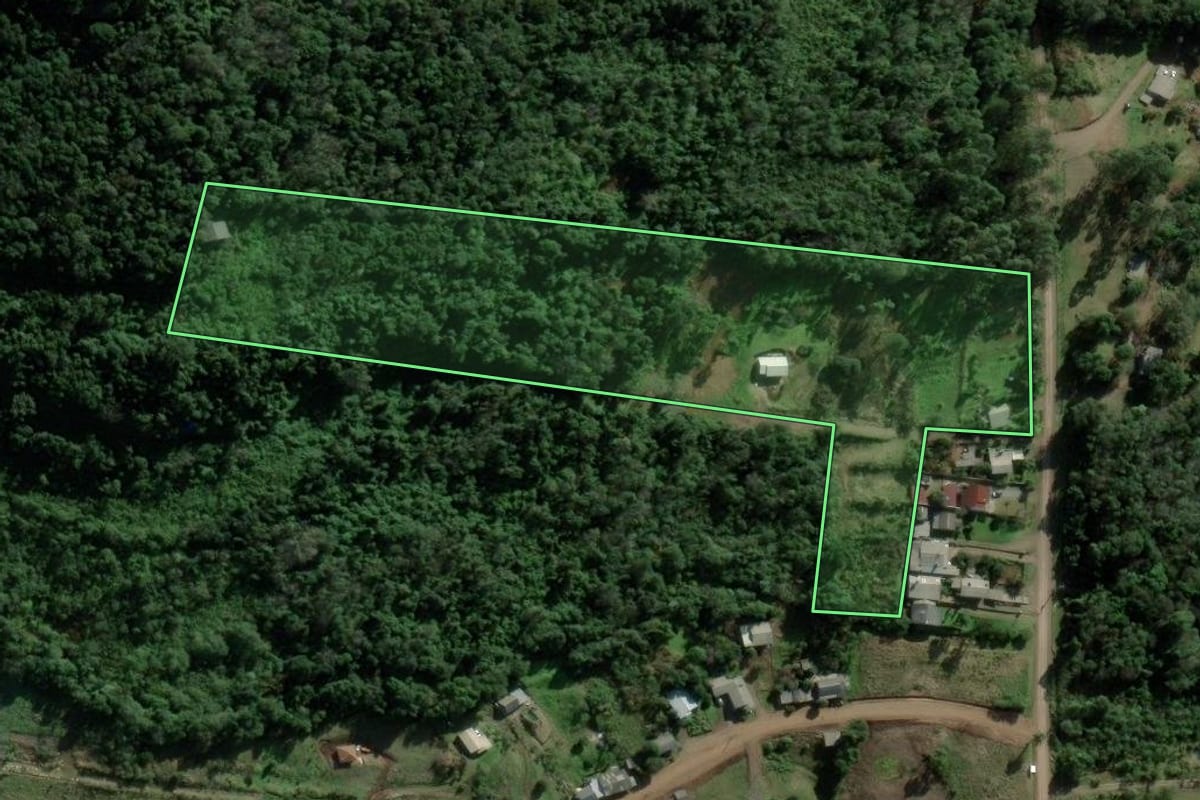 Imagem de satélite do imóvel rural em Picada Café (RS), com o contorno declarado no CAR desenhado por cima.