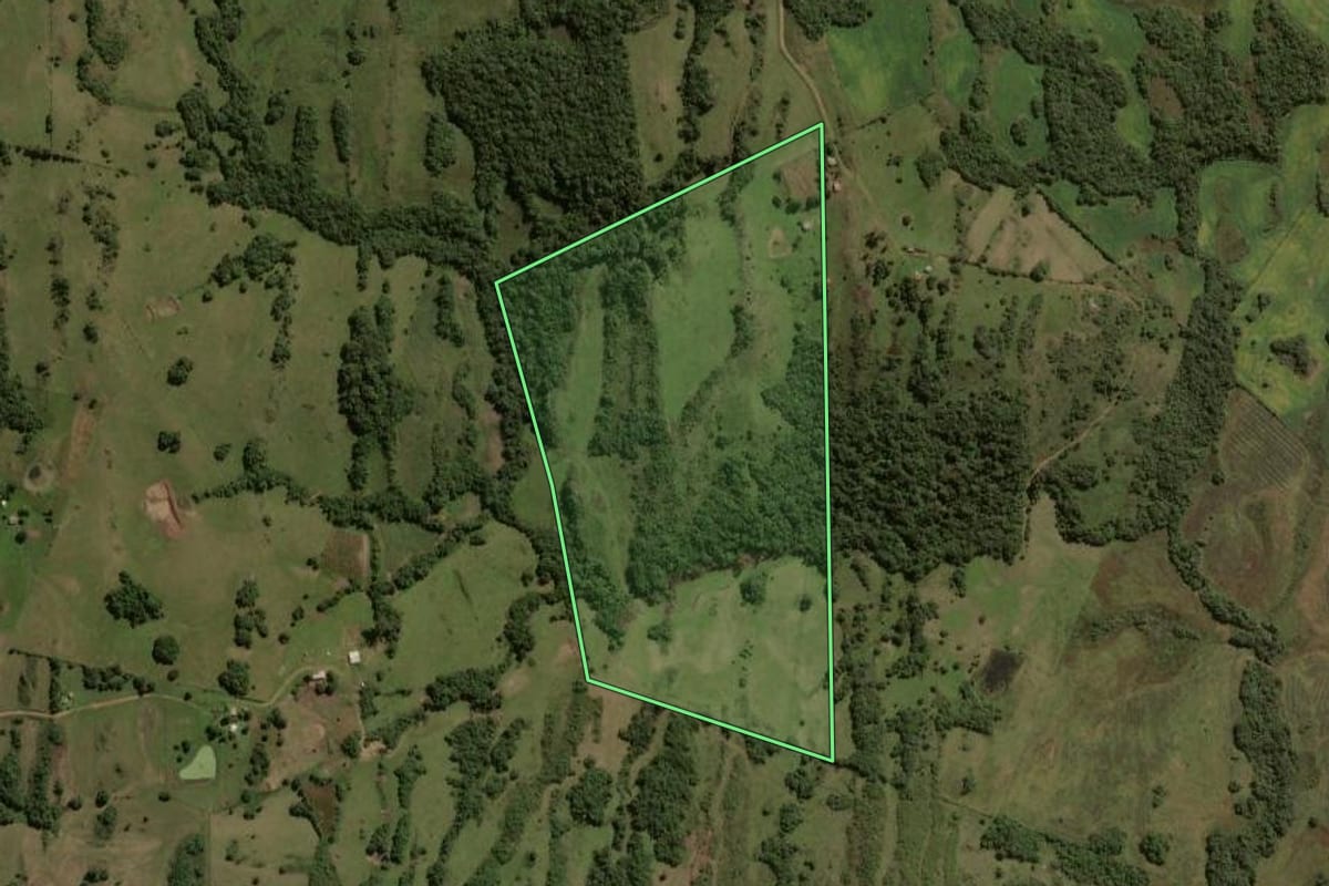 Imagem de satélite do imóvel rural em Piratini (RS), com o contorno declarado no CAR desenhado por cima.