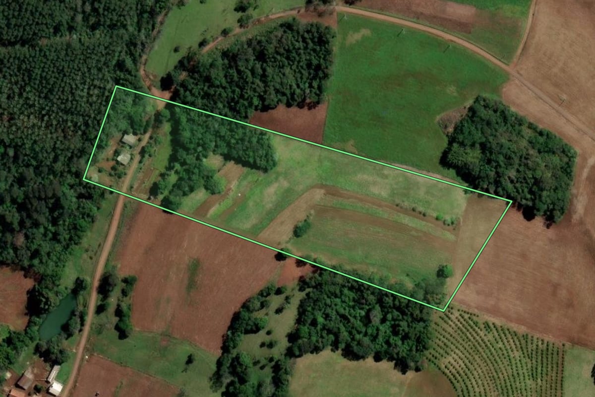 Imagem de satélite do imóvel rural em Planalto (RS), com o contorno declarado no CAR desenhado por cima.
